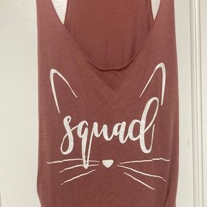 Cat ear “Squad” pink tank top